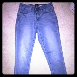 high rise skinny blue jeans